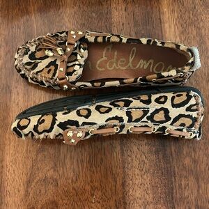 Sam Edelman Leopard Leather Calf-Hair Moccasins Sz 7.5